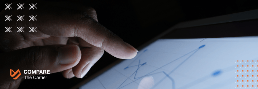lead management Close-up of a hand interacting with a tablet displaying financial analytics, illustrating the importance of lead tracking for a transport company's bottom line