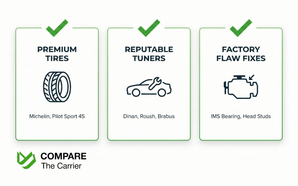 Infographic showing car modifications that can increase resale value.