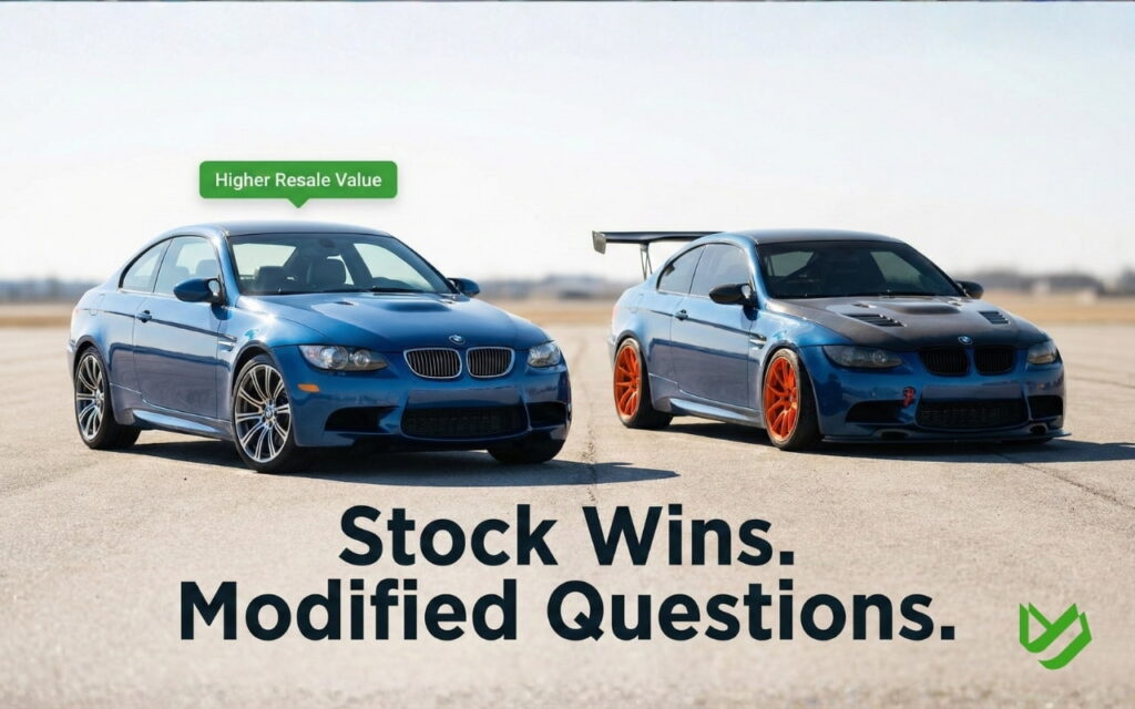 Stock and modified cars side by side.