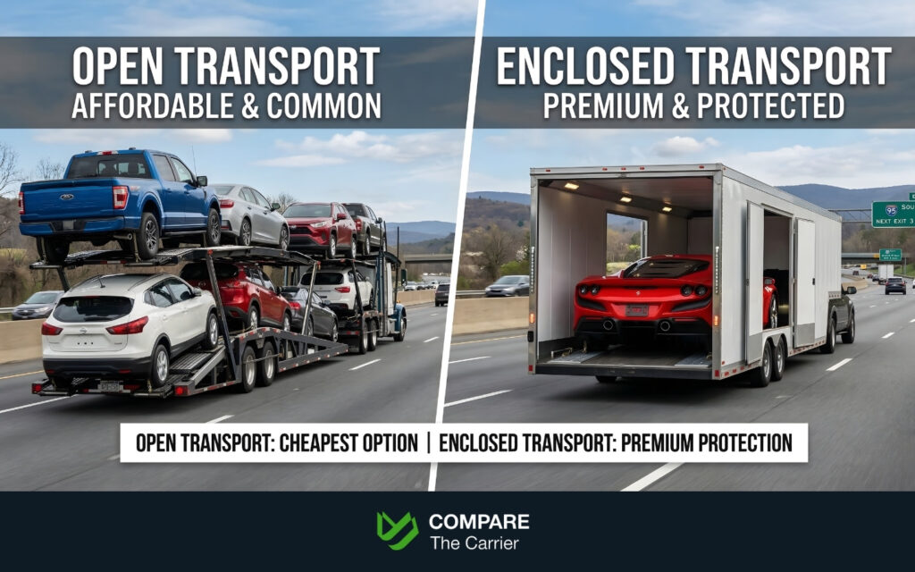 open vs enclosed car transport trailer comparison