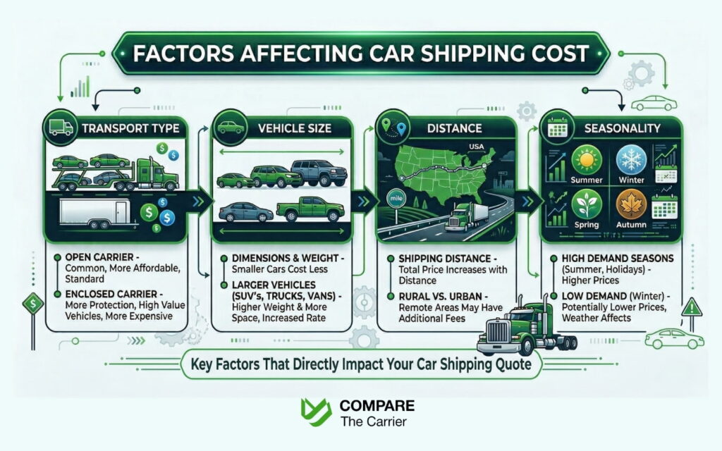 key factors affecting car shipping cost infographic