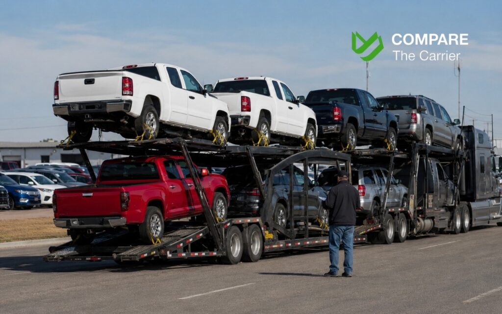 CTC B2C - Blog Article Illustrations - 275 Auto transport truck arriving quickly to pick up auction vehicle