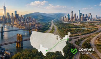 New York to Texas car shipping route connecting the Northeastern and Southern United States.