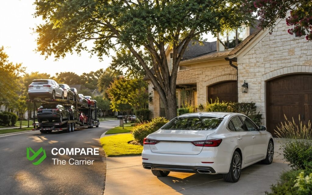 Vehicle successfully delivered in Texas after long-distance transport from New York.