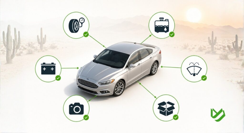 Vehicle preparation checklist before shipping through the Arizona desert.