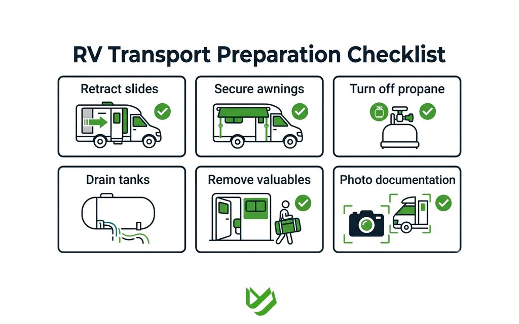 CTC B2C - Blog Article Illustrations - 414 Checklist steps for preparing an RV for transport.